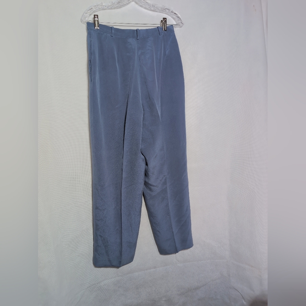 Y2K Silk Charter Club Sz 8P Women's Blue Suit - Picture 5 of 8